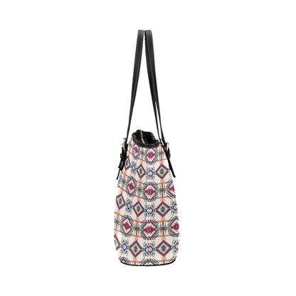 Indian Navajo Art Themed Design Print Leather Tote Bag