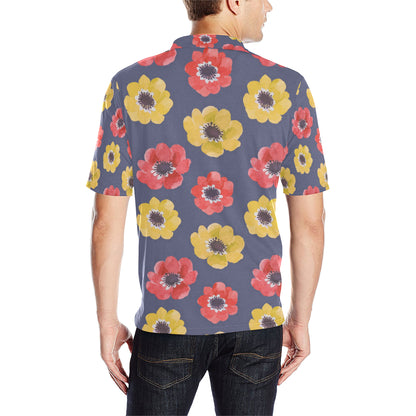 Anemone Pattern Print Design AM010 Men Polo Shirt