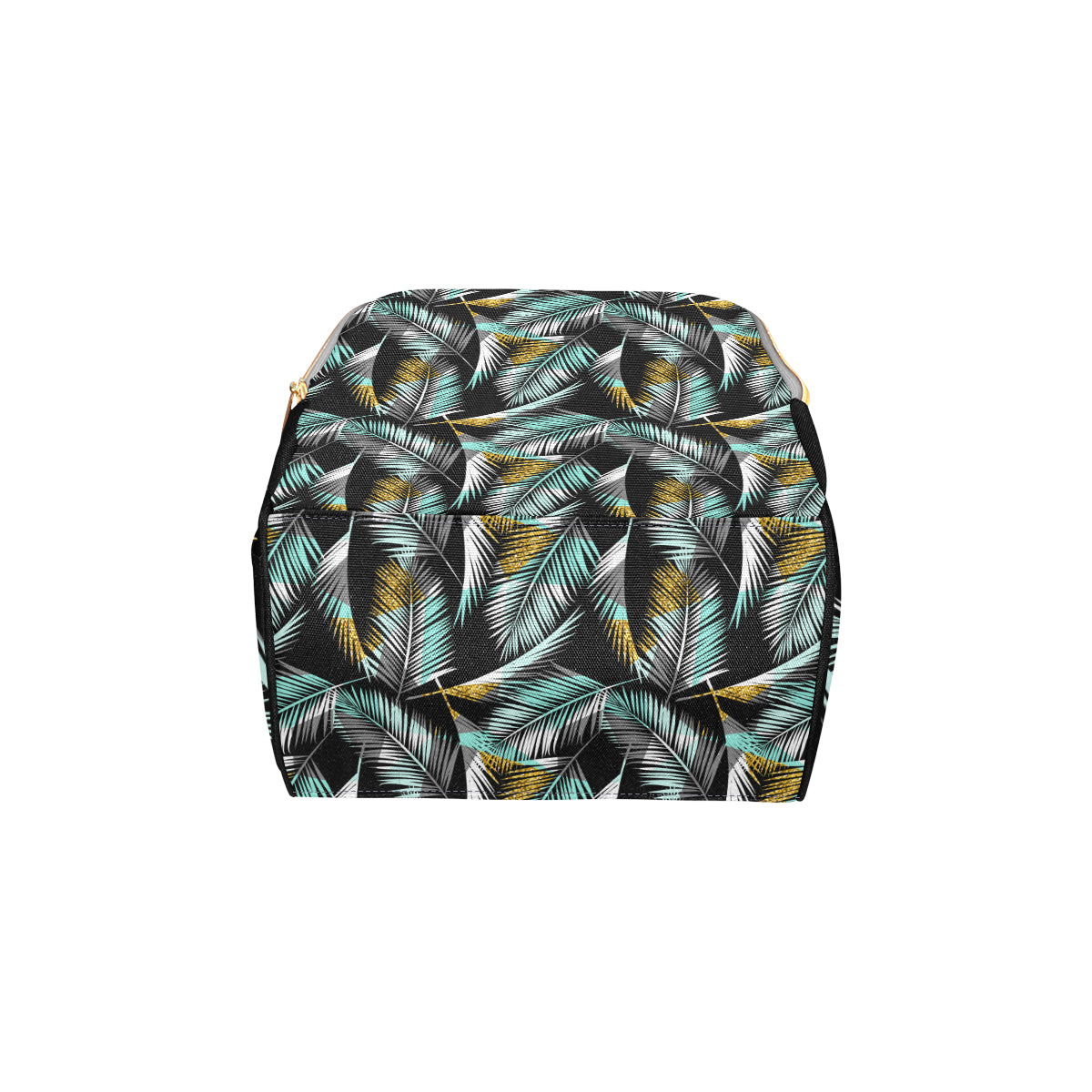 Gold Glitter Cyan Tropical Palm Leaves Diaper Bag Backpack