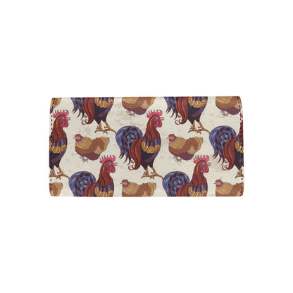 Rooster Pattern Print Design A03 Women's Trifold Wallet