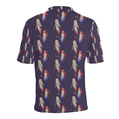 Mermaid Pattern Print Design 02 Men Polo Shirt