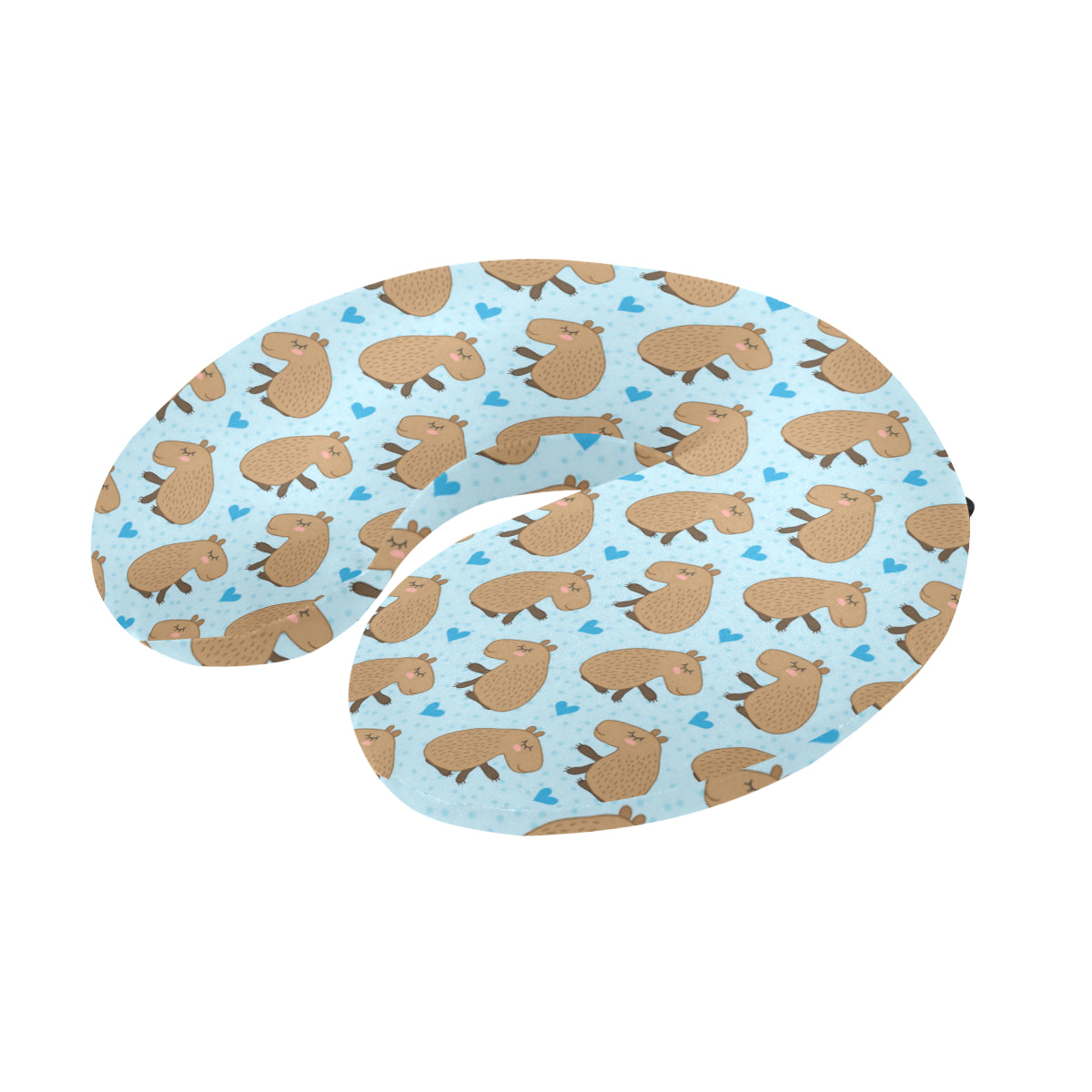 Capybara Pattern Print Design 01 U-Shaped Travel Neck Pillow