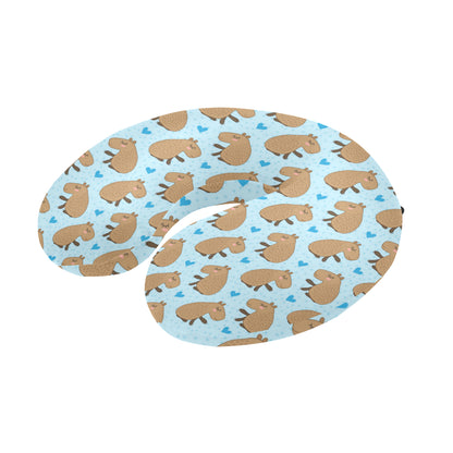 Capybara Pattern Print Design 01 U-Shaped Travel Neck Pillow