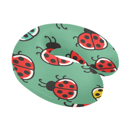 Ladybug Pattern Print Design 02 U-Shaped Travel Neck Pillow