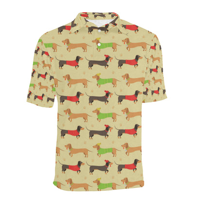 Dachshund Pattern Print Design 06 Men Polo Shirt