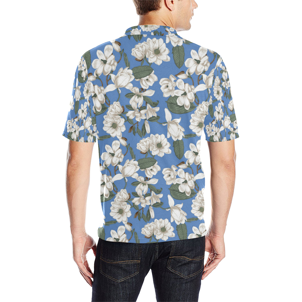 Magnolia Pattern Print Design 01 Men Polo Shirt