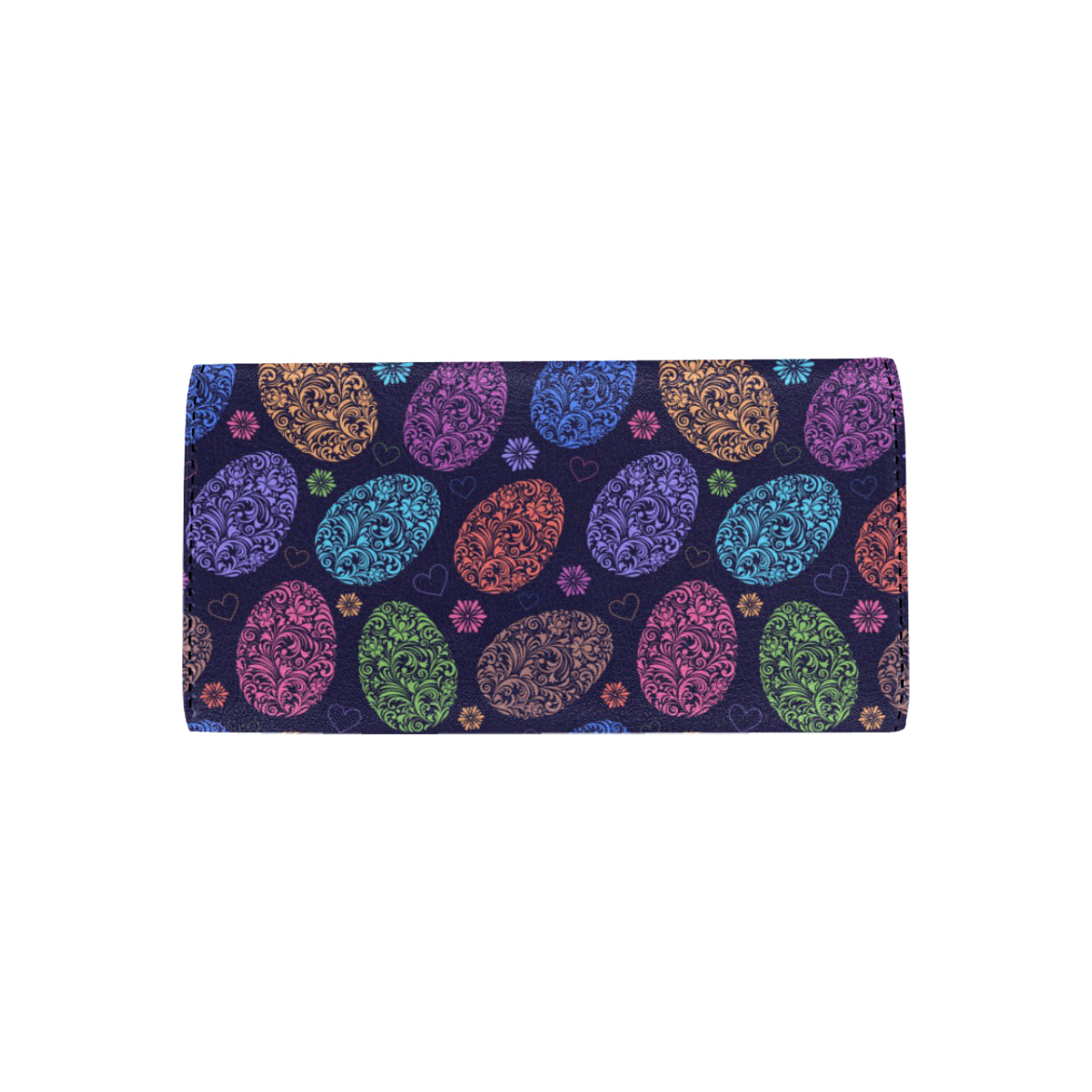 Easter Eggs Pattern Print Design RB012 Women's Trifold Wallet