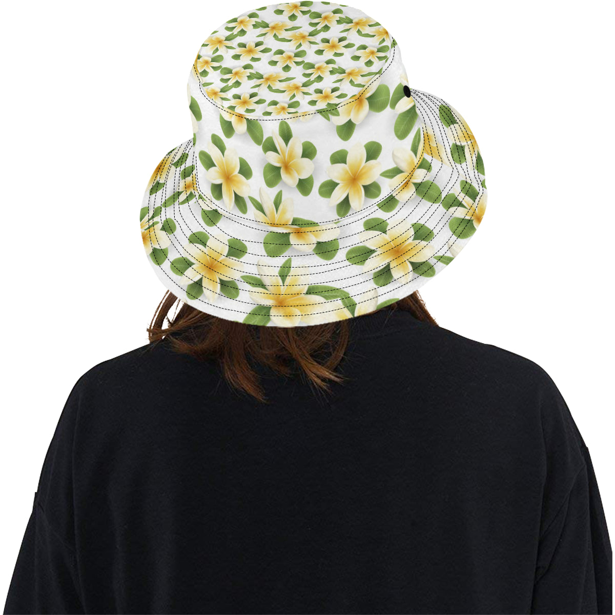 Yellow Plumeria Pattern Print Design PM012 Unisex Bucket Hat