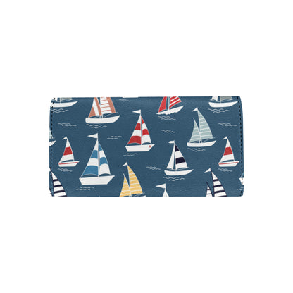 Sailing Ships Pattern Print Design A04 Women's Trifold Wallet
