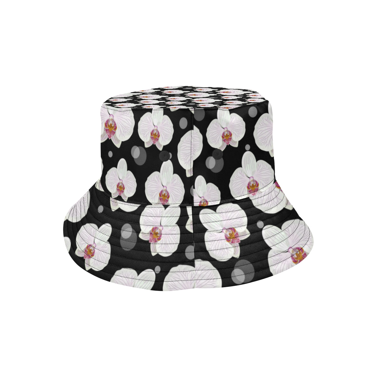 Orchid White Pattern Print Design OR09 Unisex Bucket Hat