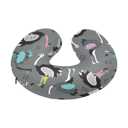 Ostrich Pattern Print Design 01 U-Shaped Travel Neck Pillow