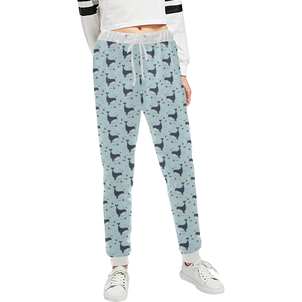 Whale Cute Design Themed Print Unisex Sweatpants