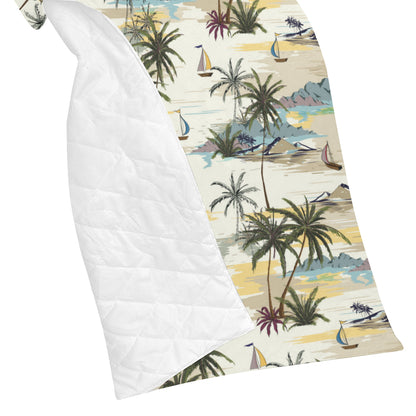 Palm Tree Beach Print Premium Quilt