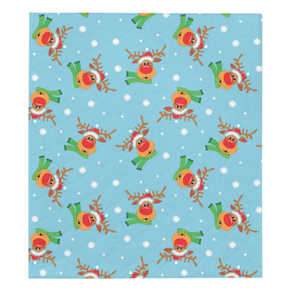 Reindeer cute Pattern Print Design 02 Premium Quilt