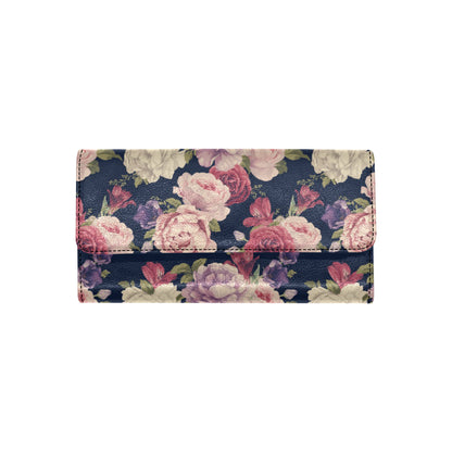Peony Pattern Print Design PE03 Women's Trifold Wallet