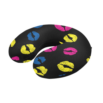 Lip Neon Color Pattern Print Design 01 U-Shaped Travel Neck Pillow