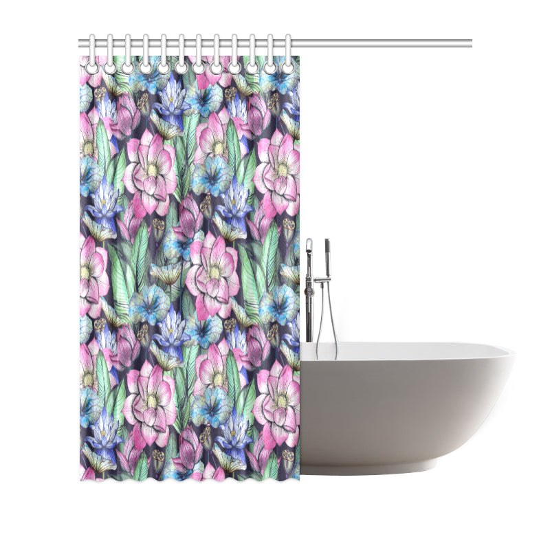 Water Lily Pattern Print Design WL07 Shower Curtain