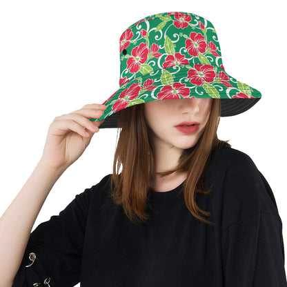 Red Hibiscus Pattern Print Design HB019 Unisex Bucket Hat