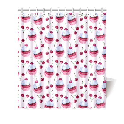 Cherry Cupcake Pink Pattern Shower Curtain