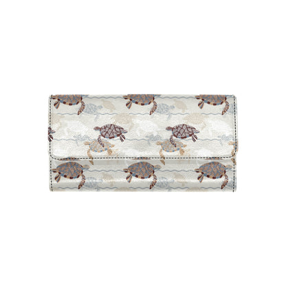 Sea Turtle Pattern Print Design T07 Women's Trifold Wallet