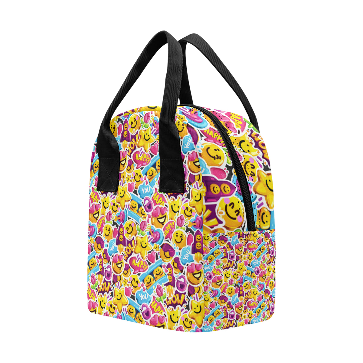 Emoji Sticker Print Pattern Insulated Lunch Bag
