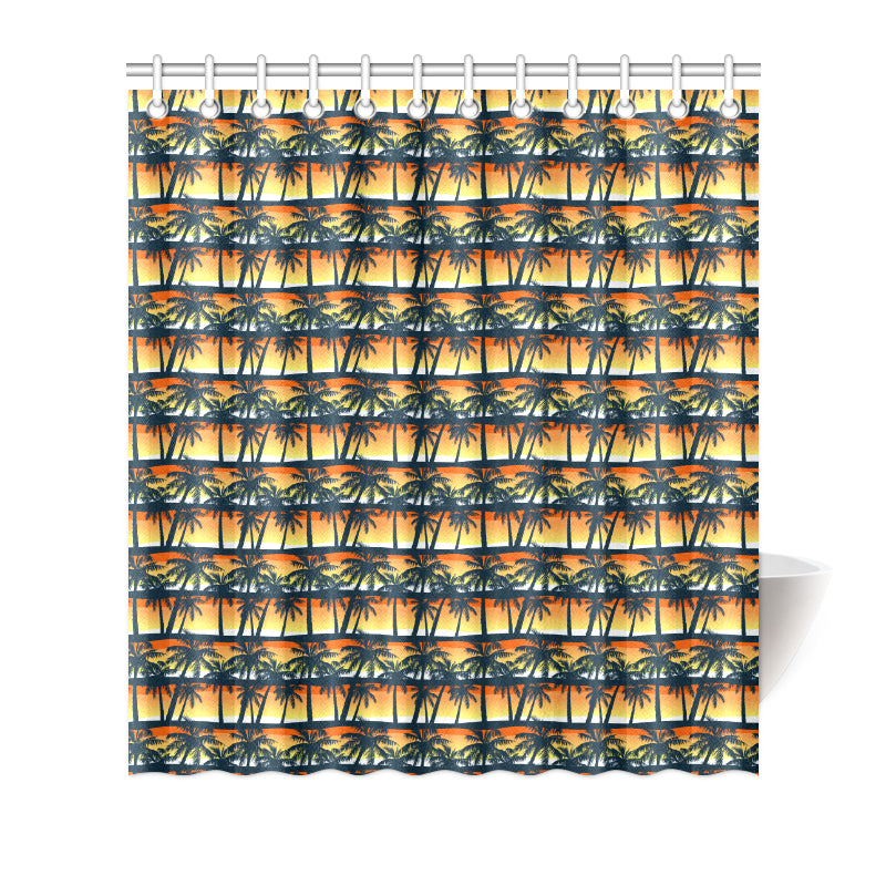 Palm Tree Sunset Design Print Shower Curtain