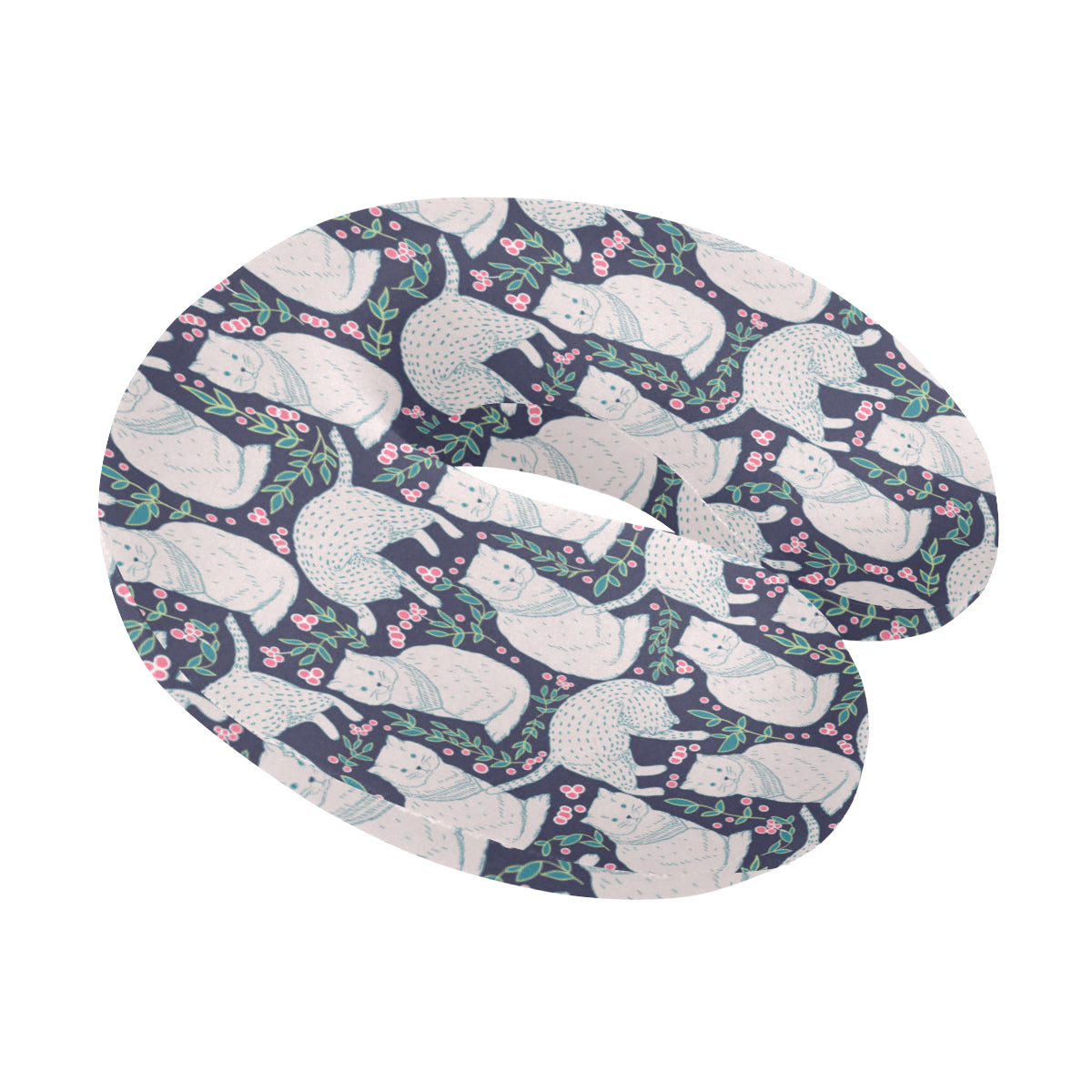 Cat Pattern Print Design 06 U-Shaped Travel Neck Pillow