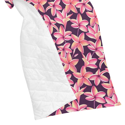 Purple Plumeria Pattern Print Design PM010 Premium Quilt
