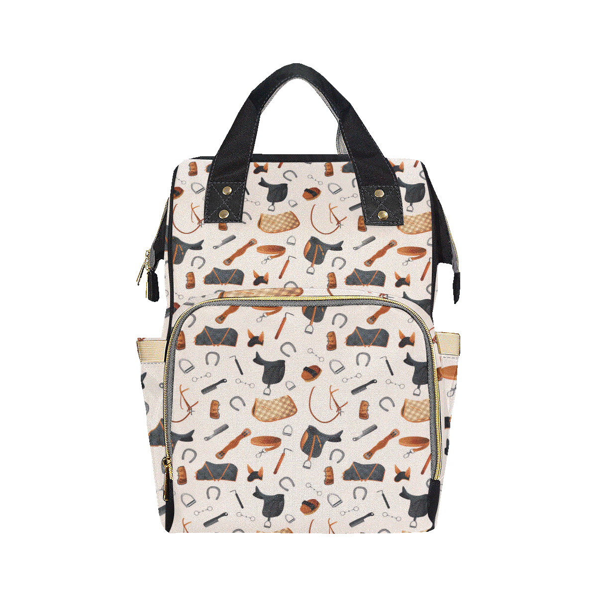Equestrian Equipment Print Pattern Diaper Bag Backpack