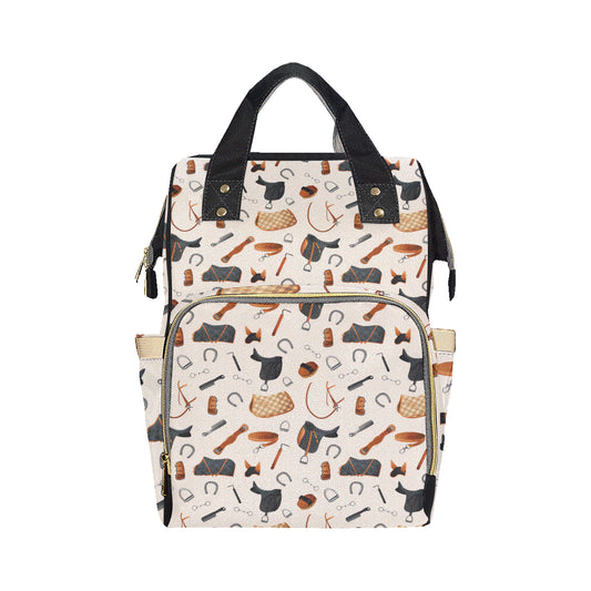 Equestrian Equipment Print Pattern Diaper Bag Backpack