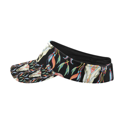 Buffalo Head Boho Style Pattern Print Design 01 Unisex Sun Visor
