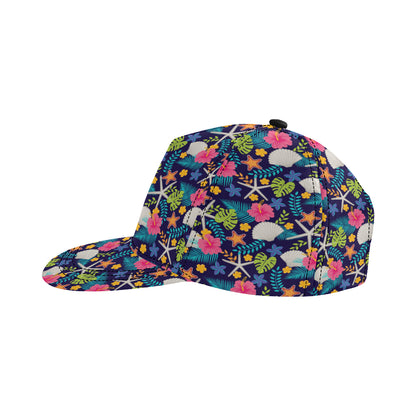 Beach Seashell Floral Theme Snapback Cap