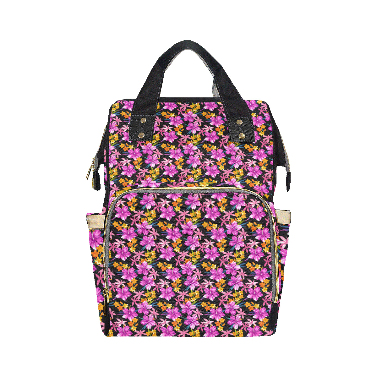 Tropical Folower Pink Hibiscus Print Diaper Bag Backpack