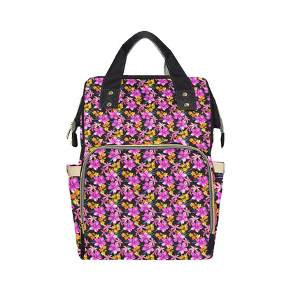 Tropical Folower Pink Hibiscus Print Diaper Bag Backpack