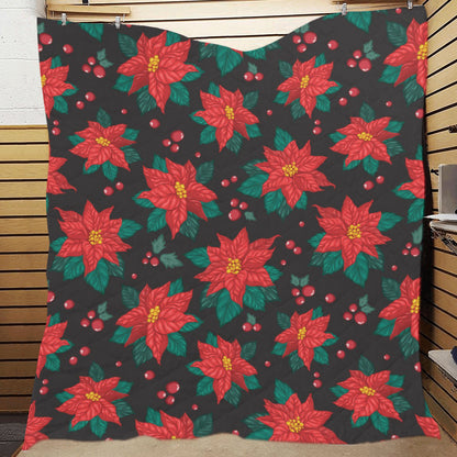 Poinsettia Pattern Print Design POT07 Premium Quilt