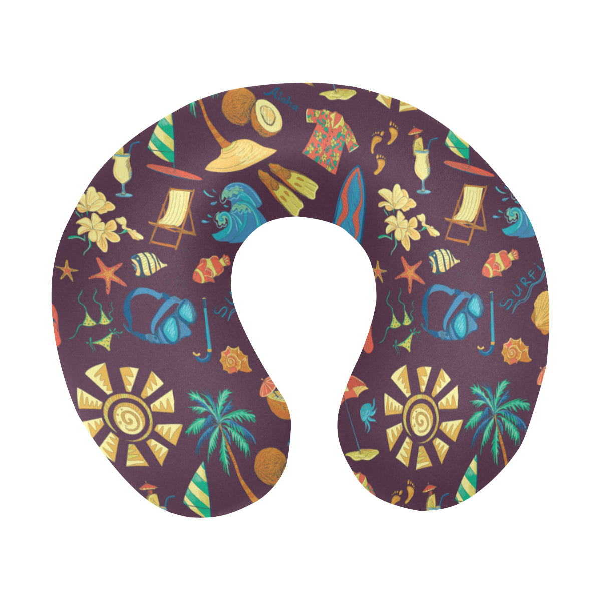 Aloha Hawaii Pattern Print Design 01 U-Shaped Travel Neck Pillow