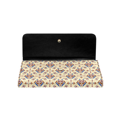 Aztec Wolf Pattern Print Design 03 Women's Trifold Wallet