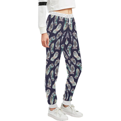 Feather Vintage Boho Design Print Unisex Sweatpants