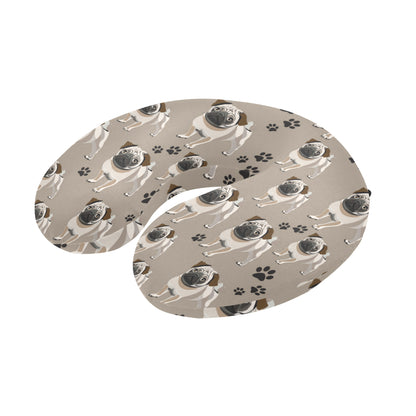 Pug Pattern Print Design A04 U-Shaped Travel Neck Pillow