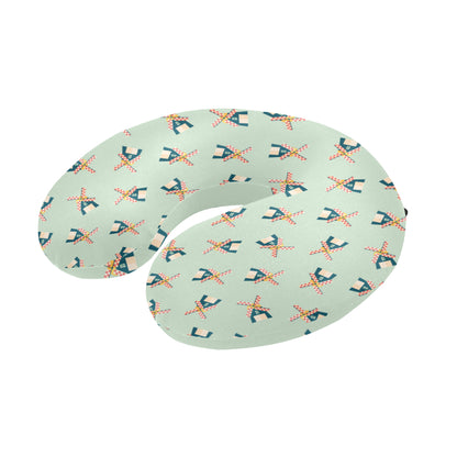 Windmill Pattern Print Design 02 U-Shaped Travel Neck Pillow