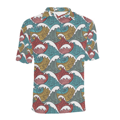 Tribal Wave Pattern Print Men Polo Shirt
