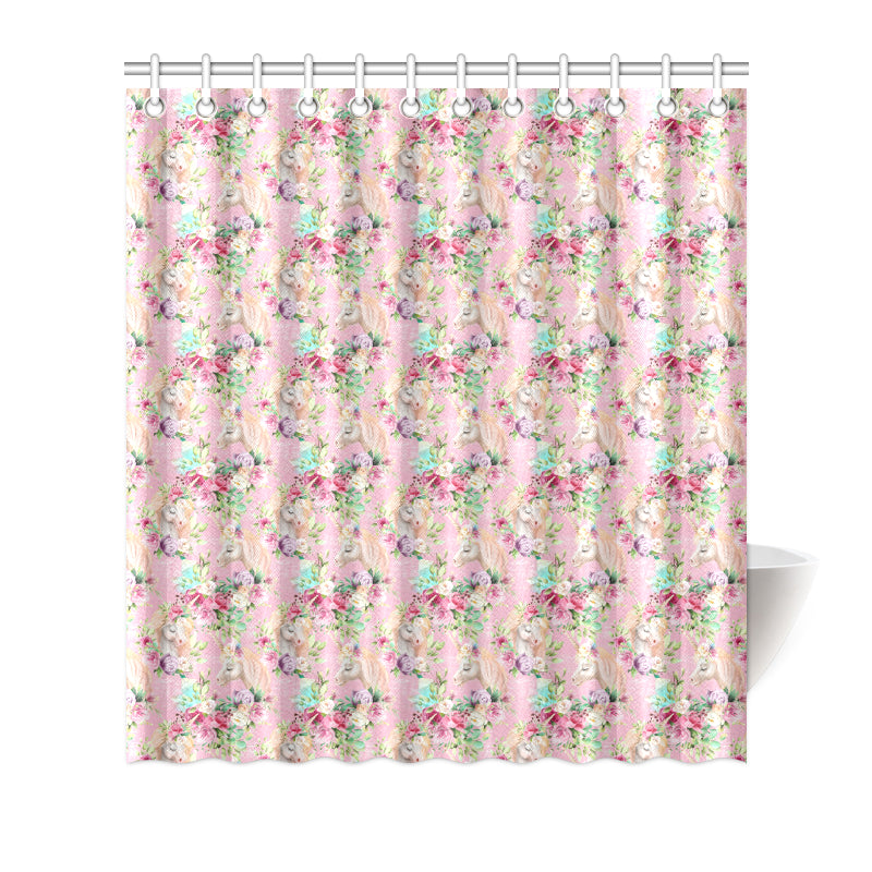 Unicorn Princess with Rose Shower Curtain