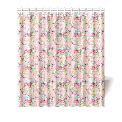 Unicorn Princess with Rose Shower Curtain