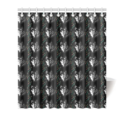 Wolf Black Dream Catcher Design Print Shower Curtain