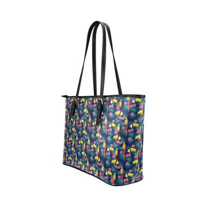 Toucan Parrot Design Leather Tote Bag