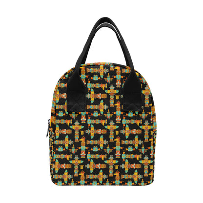 Totem Pole Cartoon Print Insulated Lunch Bag