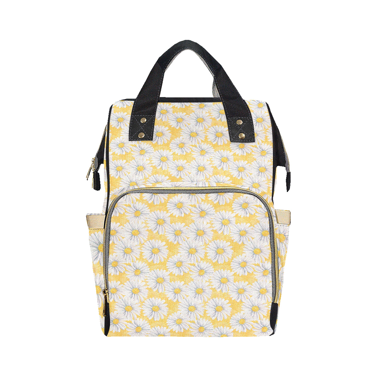 Daisy Yellow Watercolor Print Pattern Diaper Bag Backpack