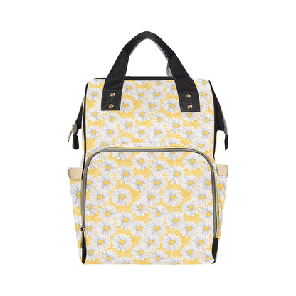 Daisy Yellow Watercolor Print Pattern Diaper Bag Backpack