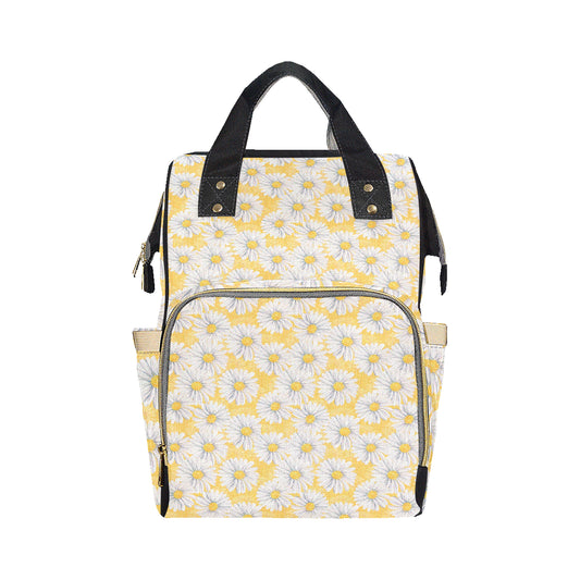 Daisy Yellow Watercolor Print Pattern Diaper Bag Backpack
