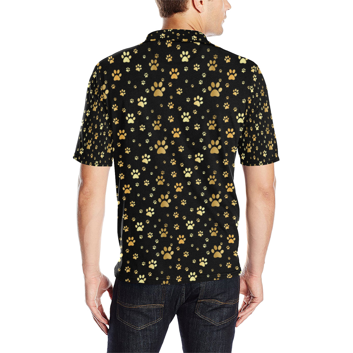 Paw Gold Print Men Polo Shirt